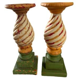 Carousel Southern Living At Home Pair of Candlesticks Swirled Distressed